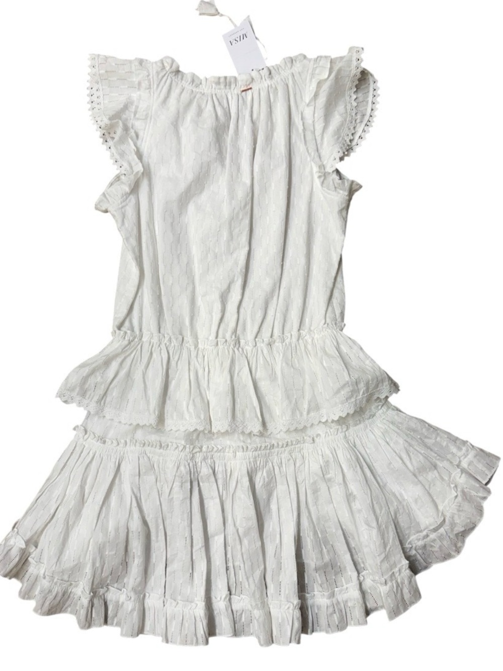 NWT Misa Los Angeles Lilian Dress White Clip Dot Mini Ruffle Size S - Picture 4 of 6